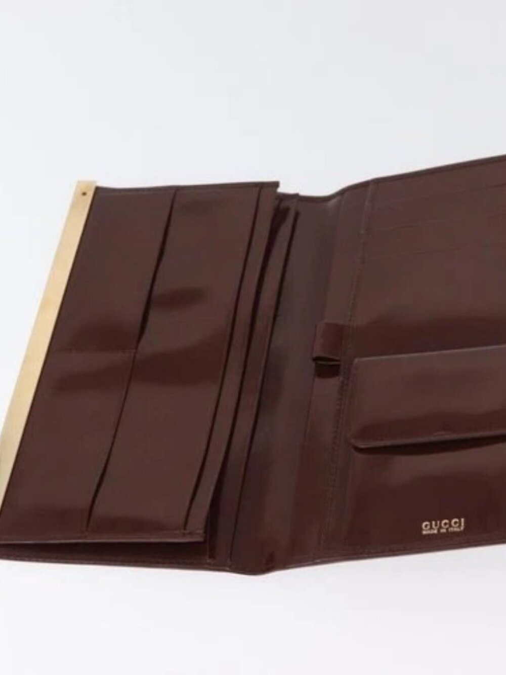 GUCCI Long Wallet Patent leather Brown Gold Auth bs35216 - Picture 8 of 16